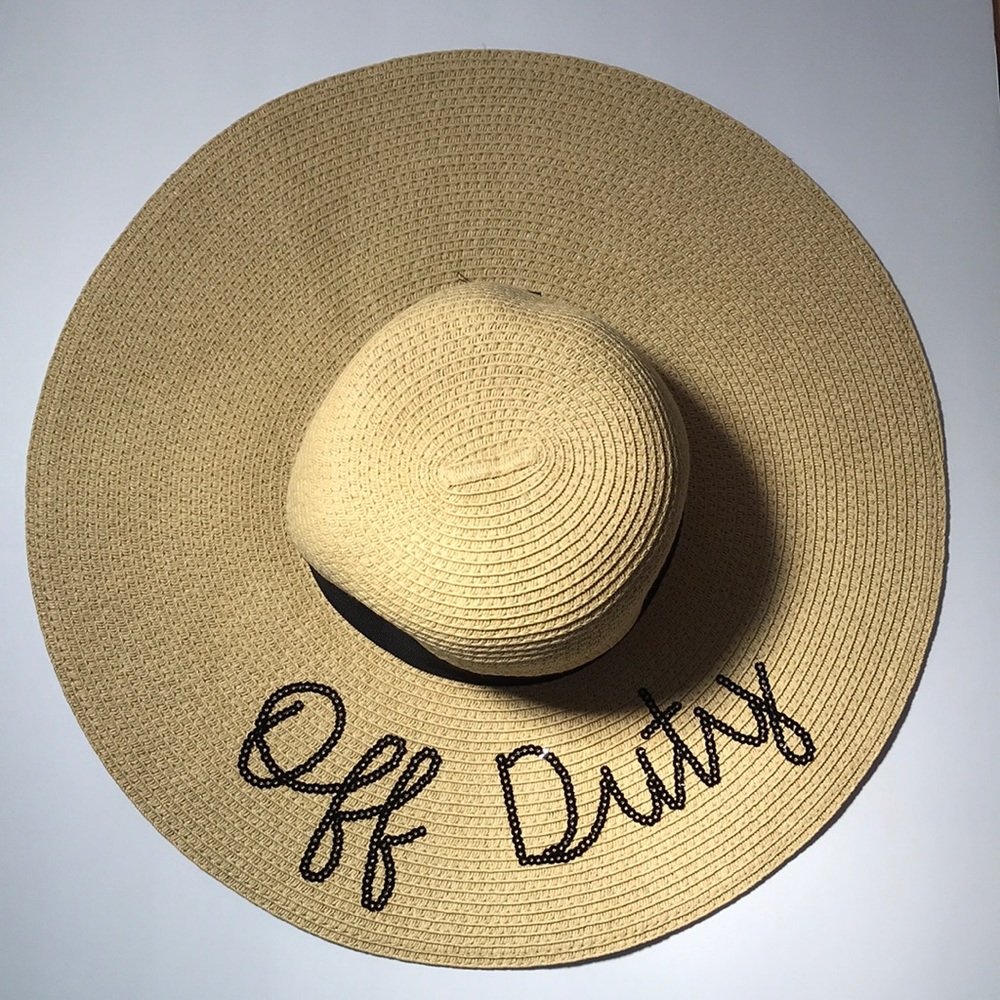 Straw Sun Hat w/ a Statement "Off Duty"